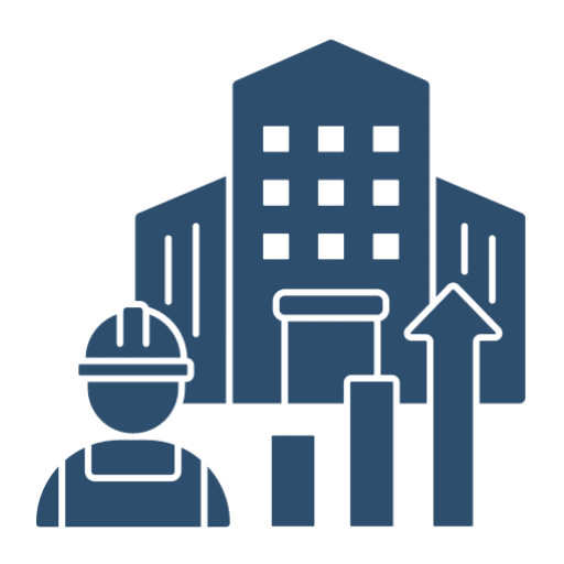Construction and growth icon with buildings.